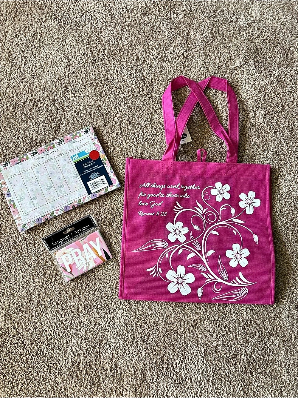 NWT Floral Tote & Weekly Planner PRAY Magnetic